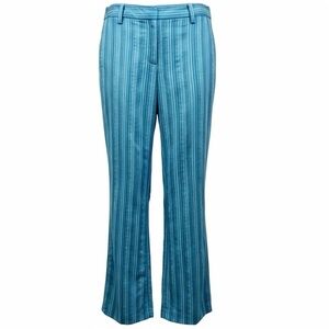 Ted Baker Striped Blue Linen Silk Blend Drawstring Hem Pants